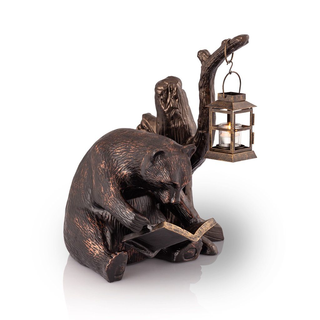 SPI Aluminum & Iron Garden Book - Loving Bear Statue with Lantern