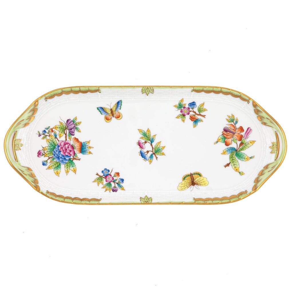 Exquisite Herend Hand - painted Porcelain Sandwich Tray with Queen Victoria Pattern