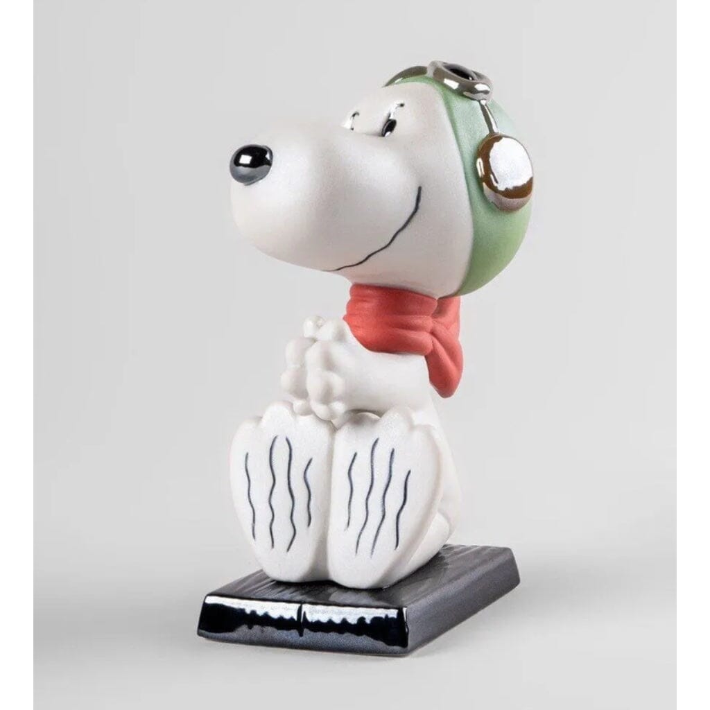 Exquisite Lladro Handmade Porcelain Snoopy Flying Ace Collectible Figurine