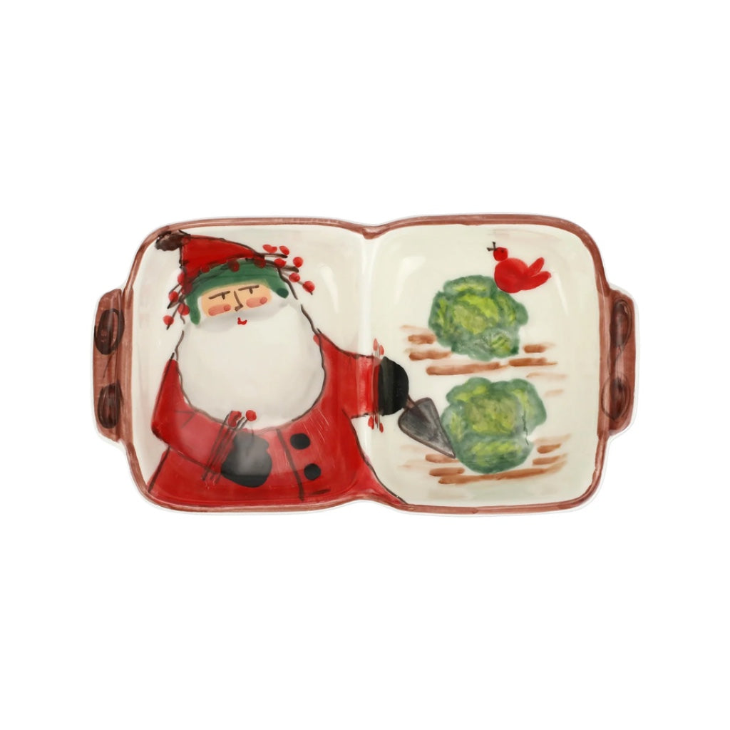 Vietri Handmade Old St. Nick Two - Part Serving Dish
