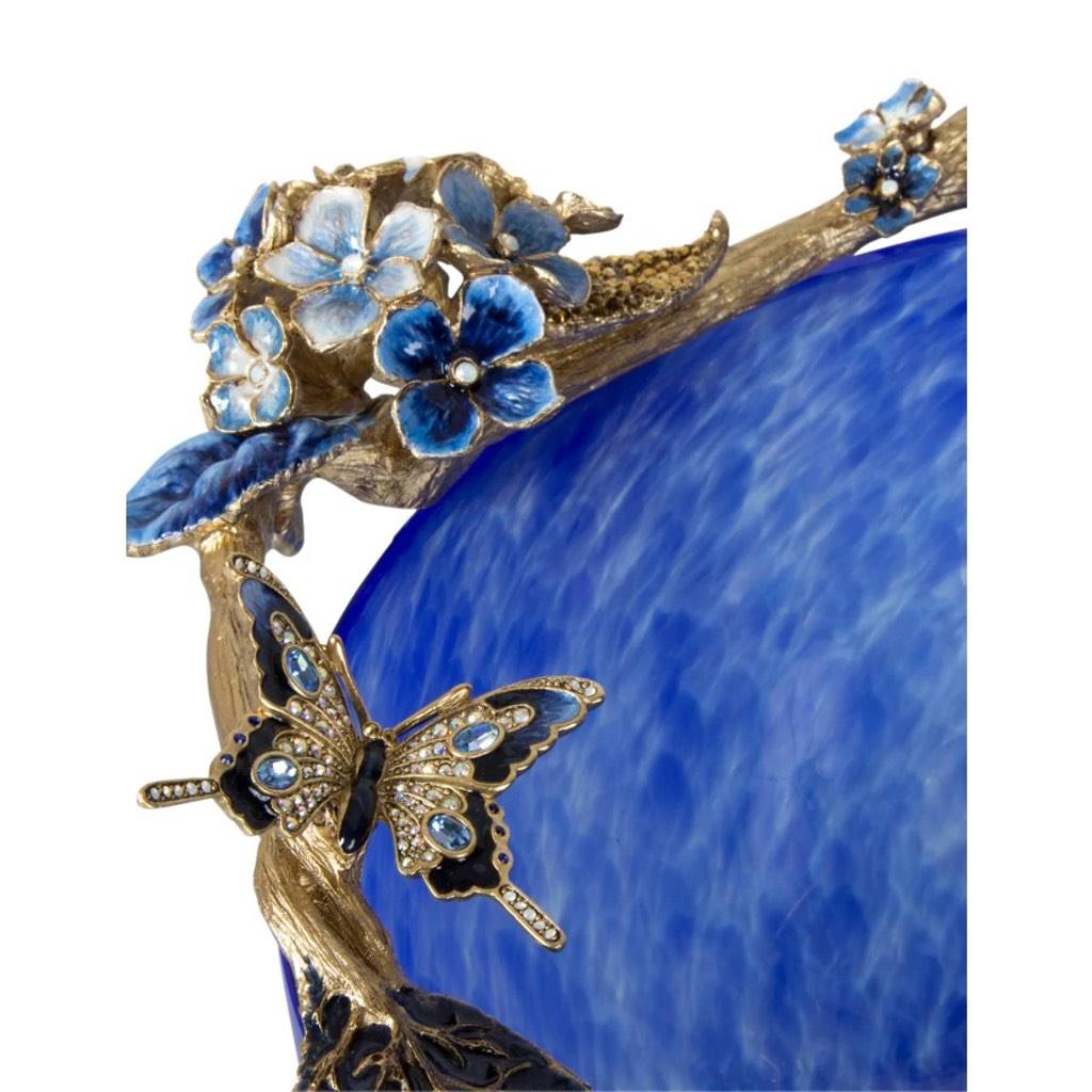 Jay Strongwater Sophie Hydrangea Decorative Glass Bowl from Delft Garden