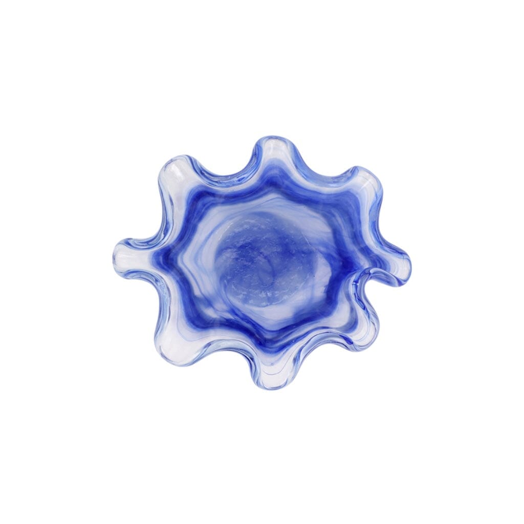 Italian Handmade Cobalt Blue Petite Ruffled Vietri Onda Glass Bowl