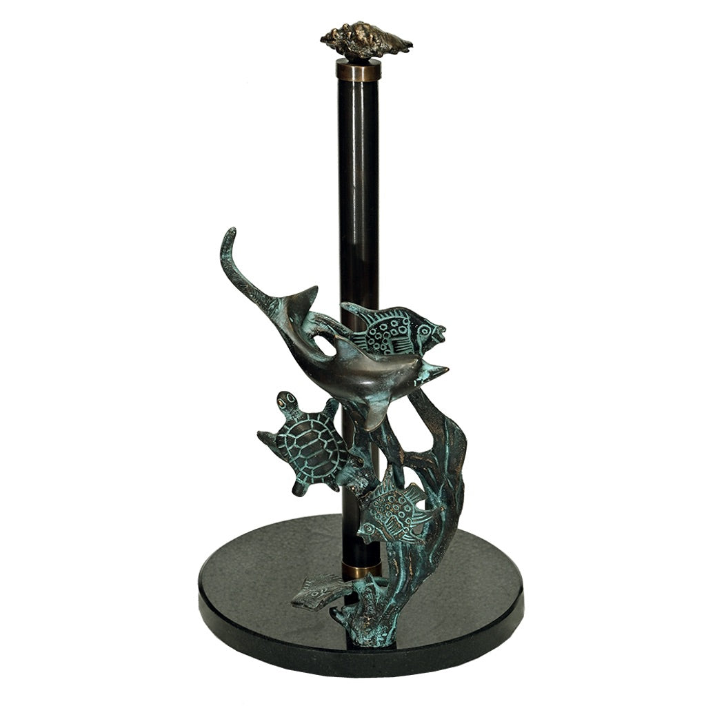 SPI Home Coastal Collection Seaworld-Styled Brass and Marble Paper Towel Holder