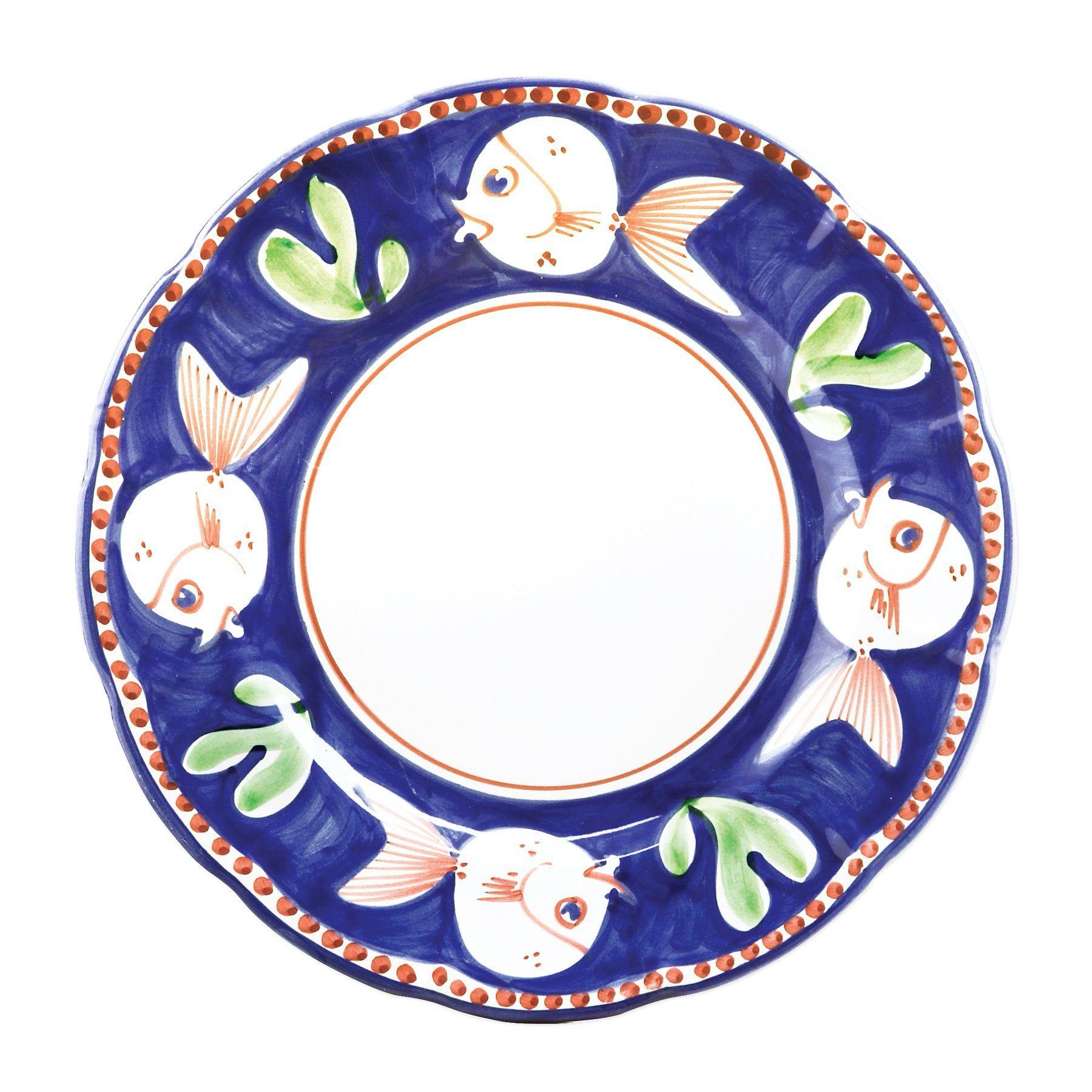 Handmade Vietri Campagna Pesce 12-Inch Service Plate with Hand - Painted Cut Fish Design