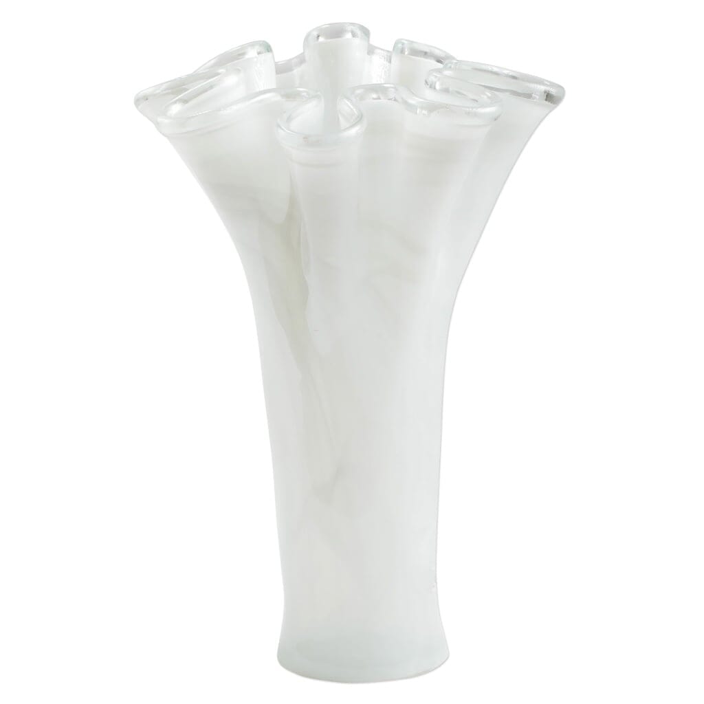 Vietri Onda Elegant Tall White Glass Decorative Vase for Home
