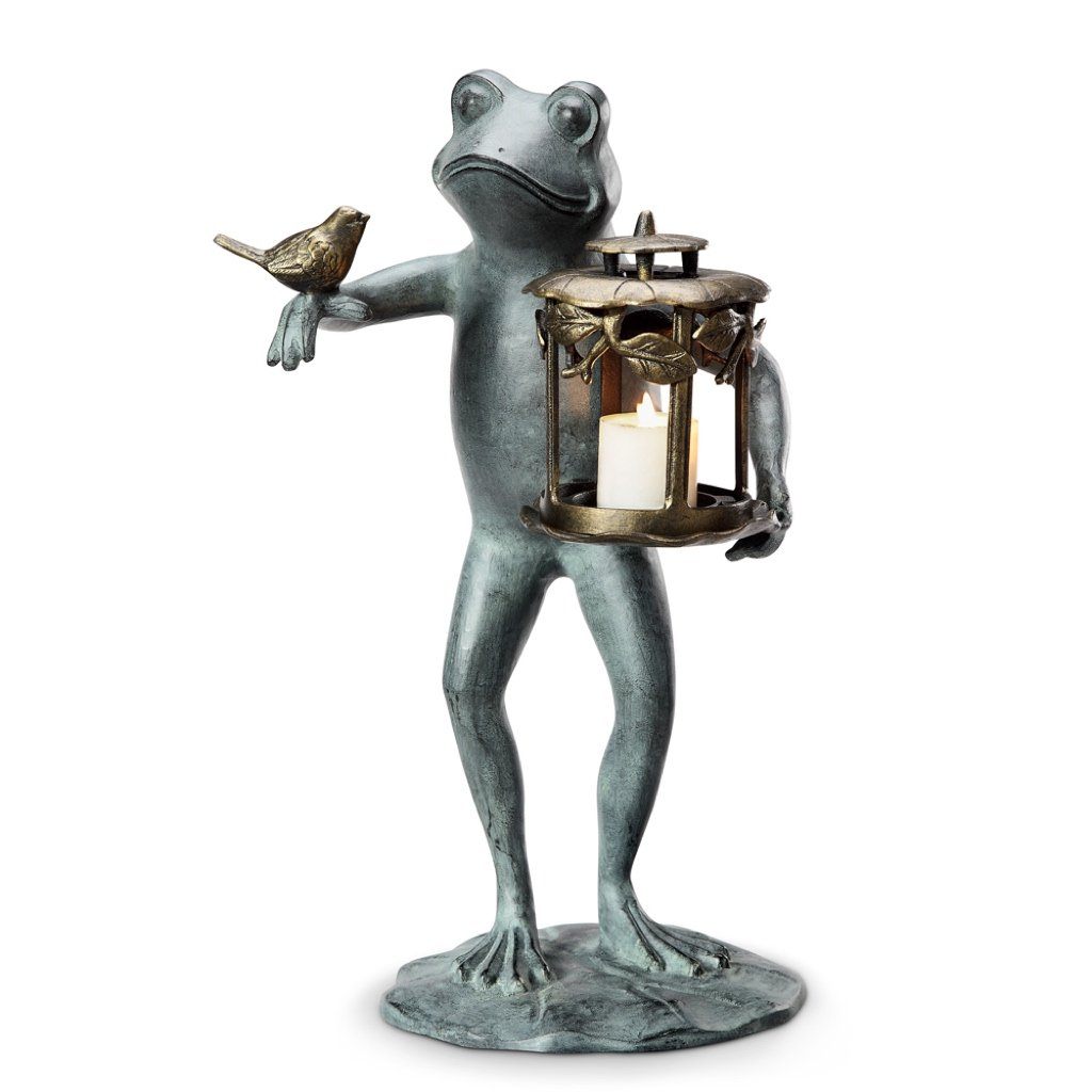 Whimsical Aluminum SPI Garden Frog and Bird Lantern for Landscape Decor