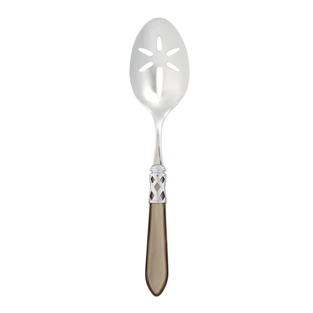 Vietri Aladdin Shiny Chrome 18/10 Stainless Steel Slotted Serving Spoon