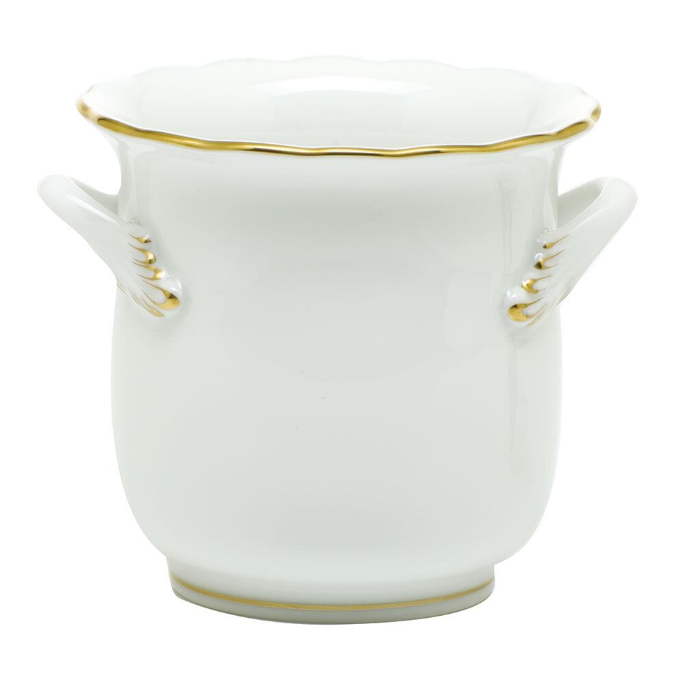 Exquisite Herend Mini Cachepot with Handles in Golden Edge Pattern