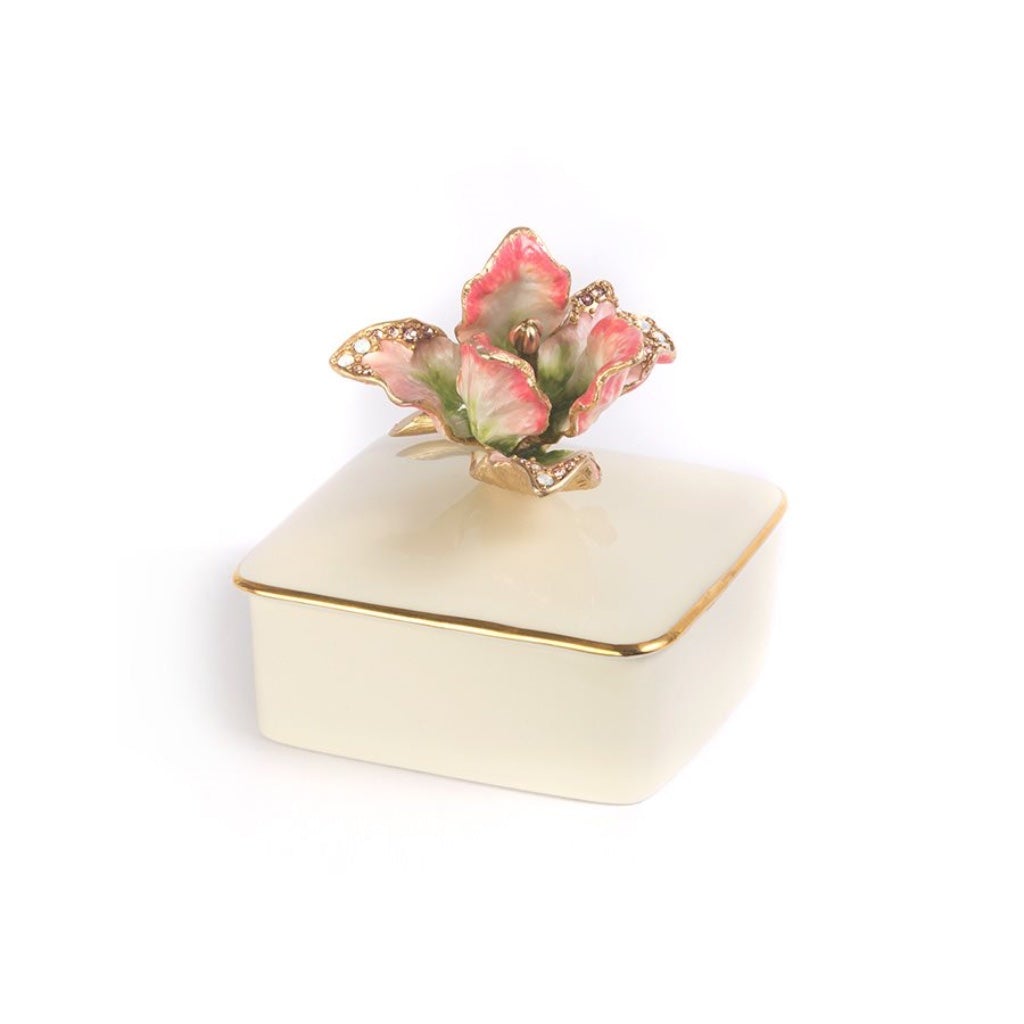 Exquisite Jay Strongwater Lainey Tulip 14K Gold - Finished Porcelain Box