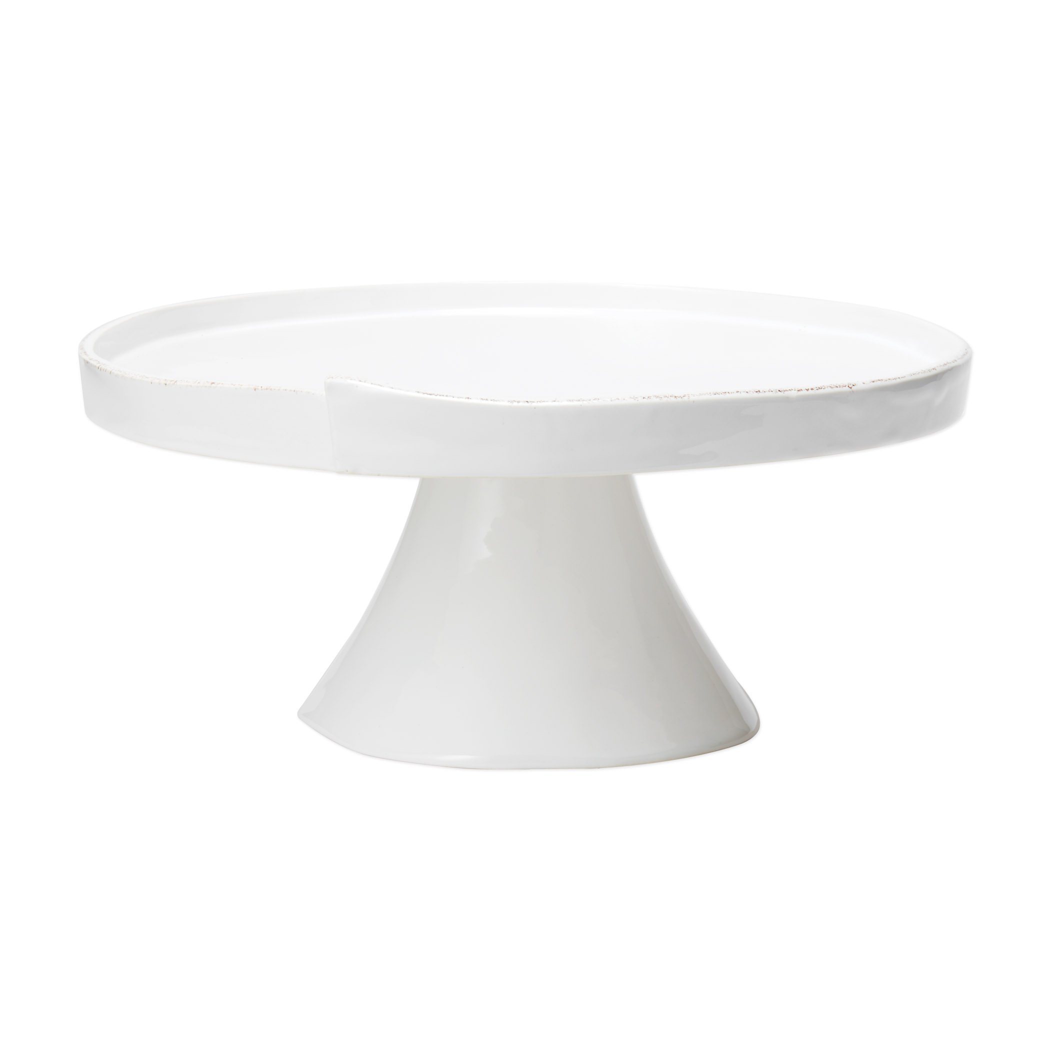 Vietri White Large-Sized Lastra Pattern Cake Stand for Baking Display