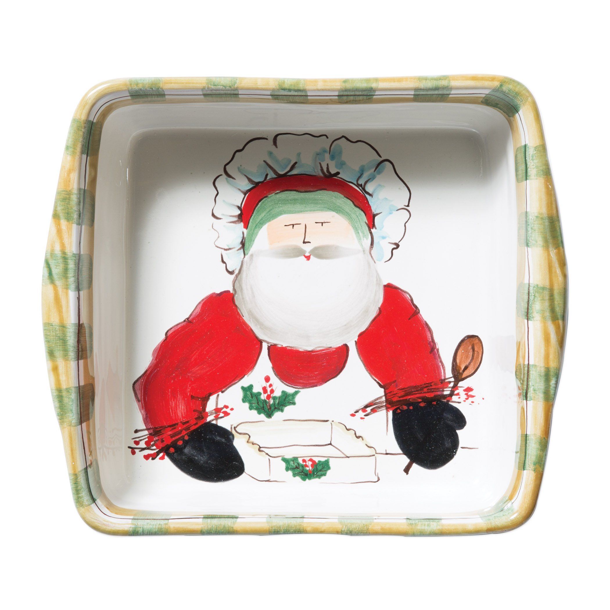 Vietri Square Baker with Chef Design from the Old St. Nick Holiday Collection
