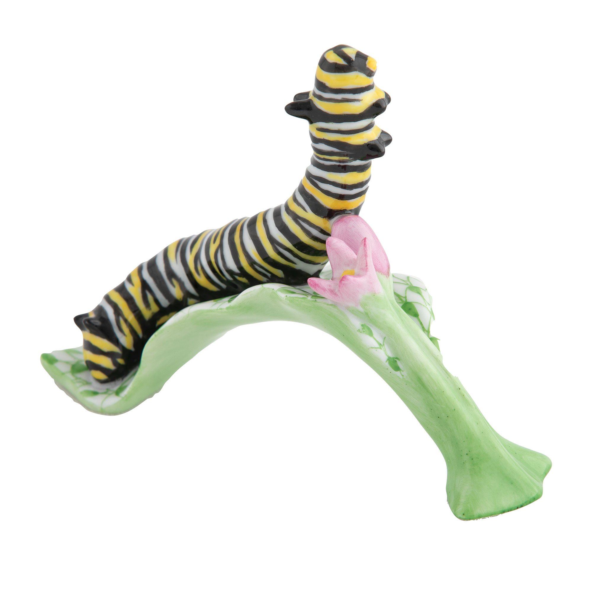 Exquisite Herend Hand - made Monarch Butterfly Caterpillar Porcelain Figurine for Collectors