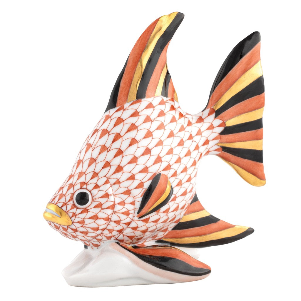 Exquisite Hand - painted Herend Angel Fish Porcelain Figurine for Home Decoration