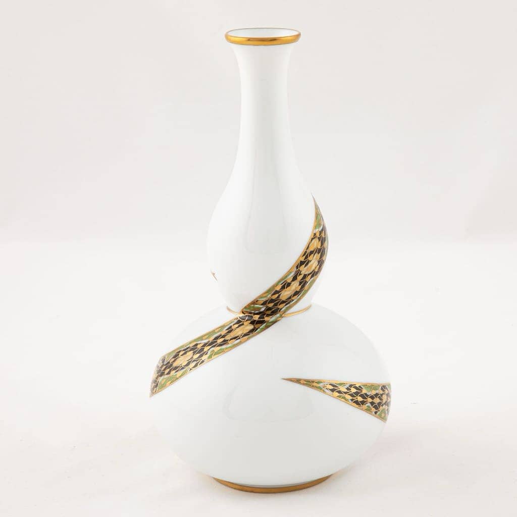 Exquisite Herend Hand - Painted Porcelain Snake - Wrapped Vase