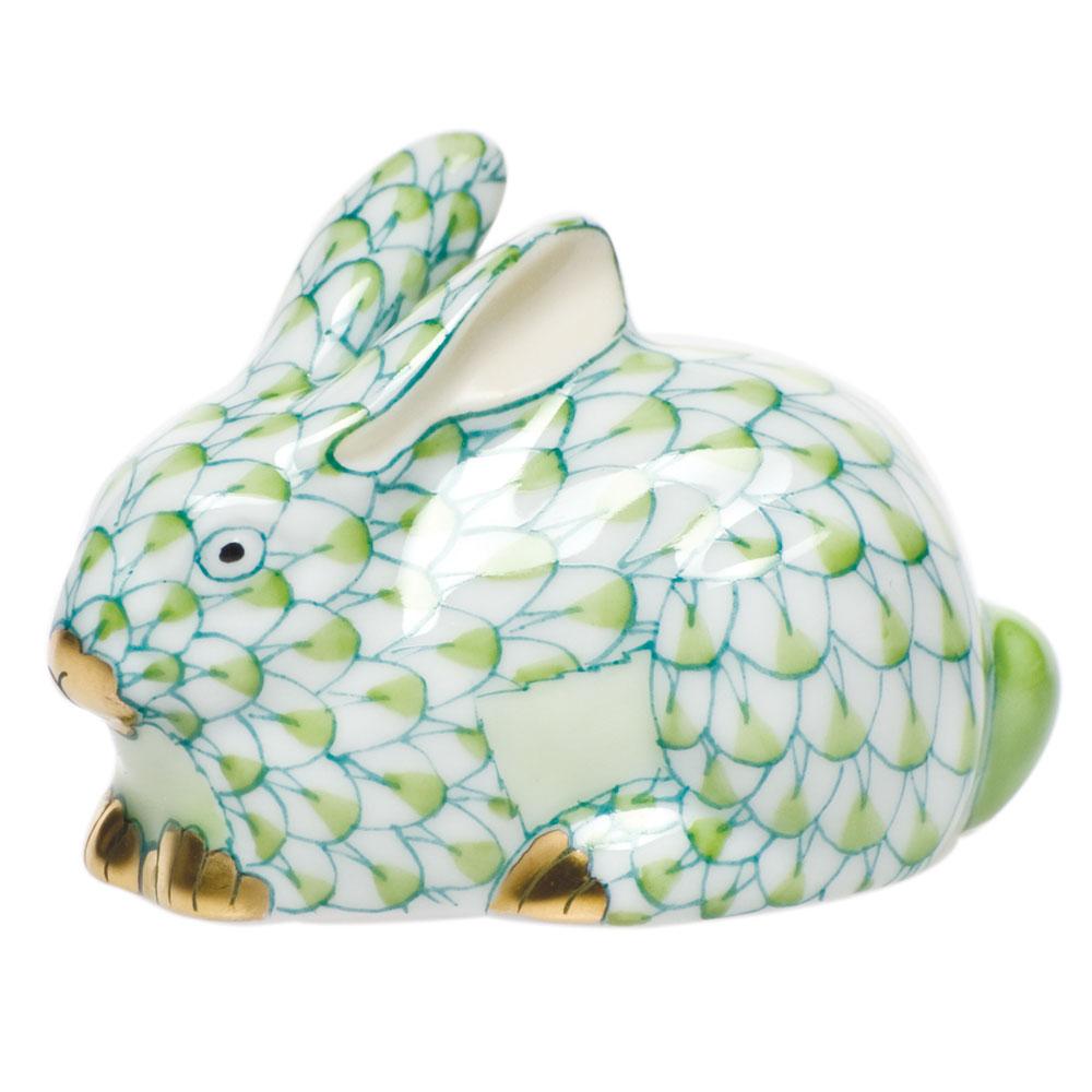 Miniature Handmade Herend Porcelain Lying Rabbit Figurine for Decor