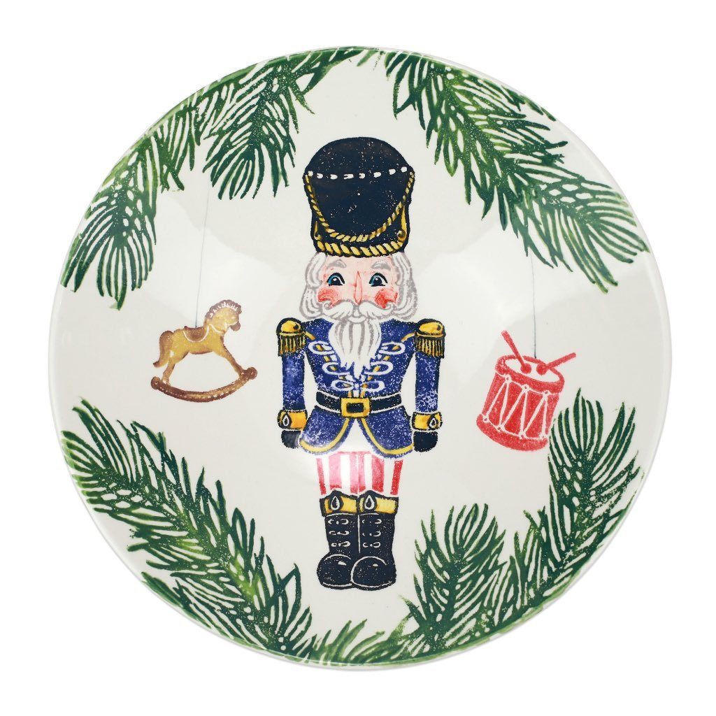 Large-sized Nutcrackers-themed Serving Bowl by Vietri for Festive Occasions