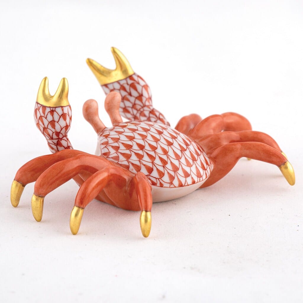 Adorable Hand - painted Herend Sand Crab Porcelain Figurine from Hungary