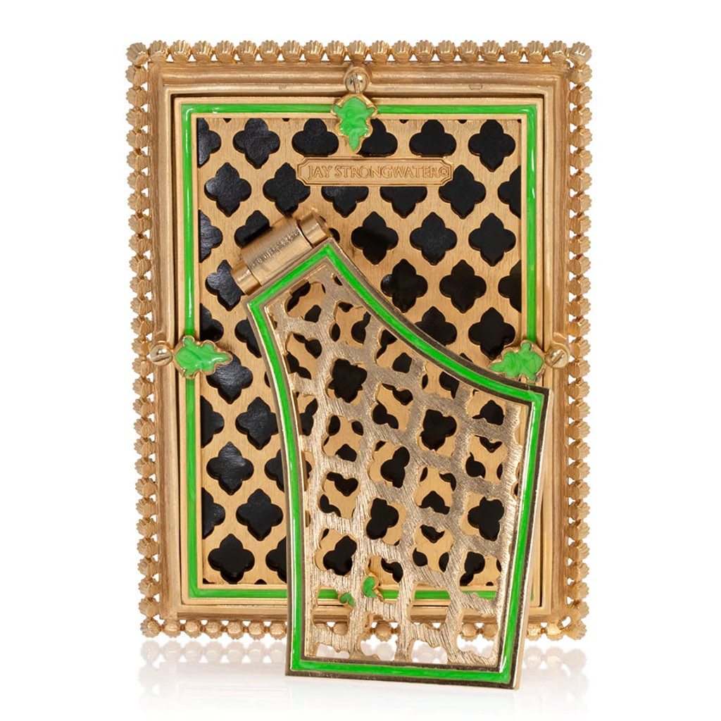 Jay Strongwater Lorraine 4” x 6 Electric Green Enameled Crystal Frame