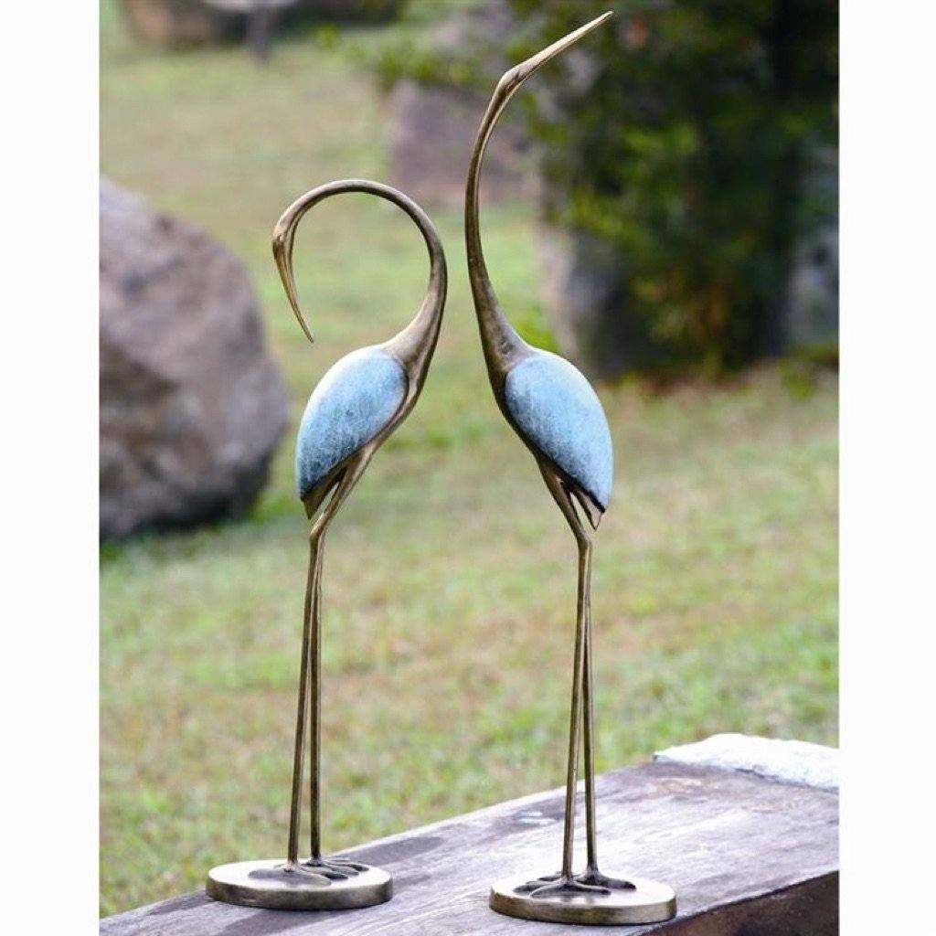 Stylish SPI Aluminum Garden Crane Pair with Bronze and Teal Finish