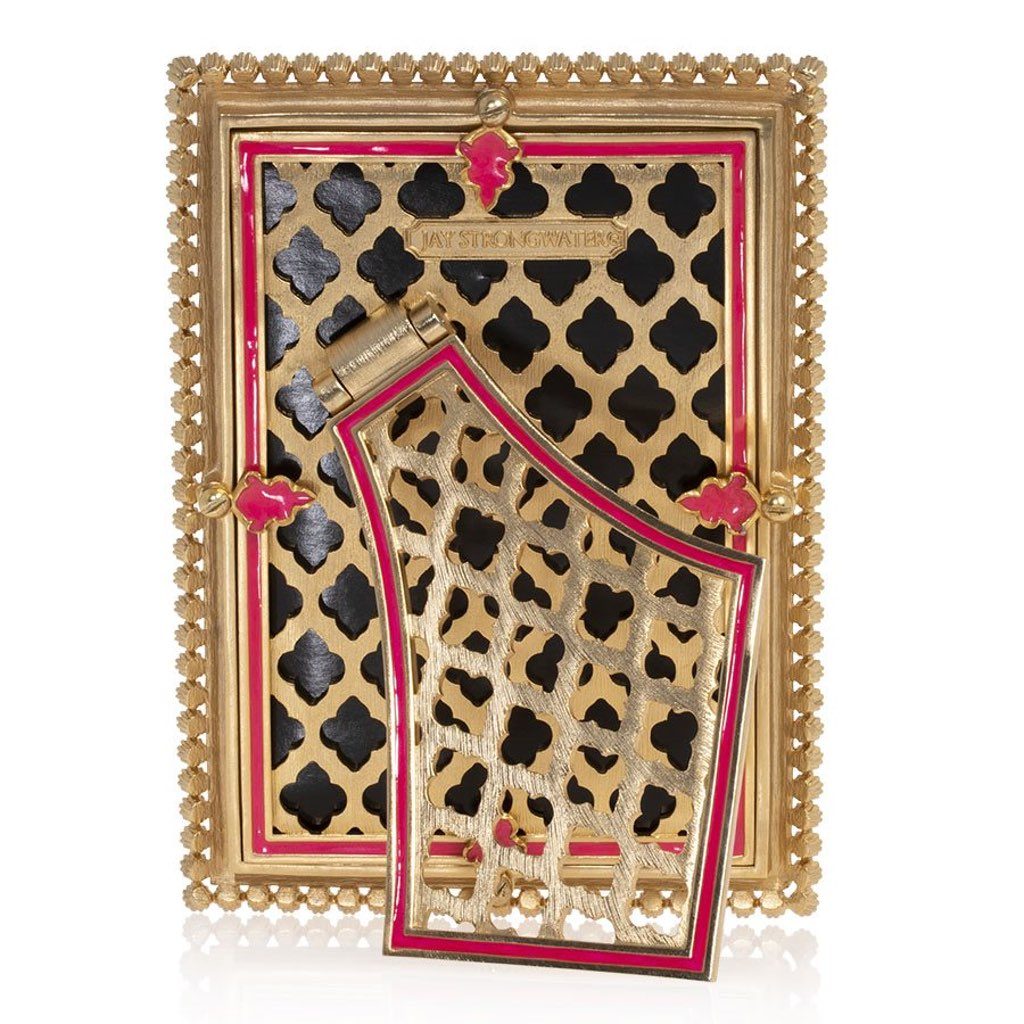 Jay Strongwater Electric Pink 4" x 6 Lorraine Stone Edge Frame