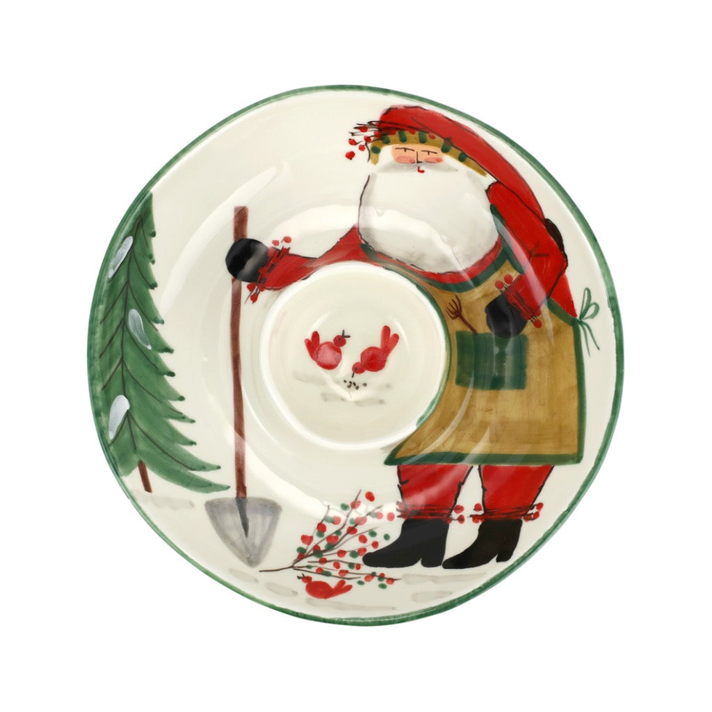 Vietri Old St. Nick Chip and Dip Serving Set Inspired by Italian Holiday Tradition