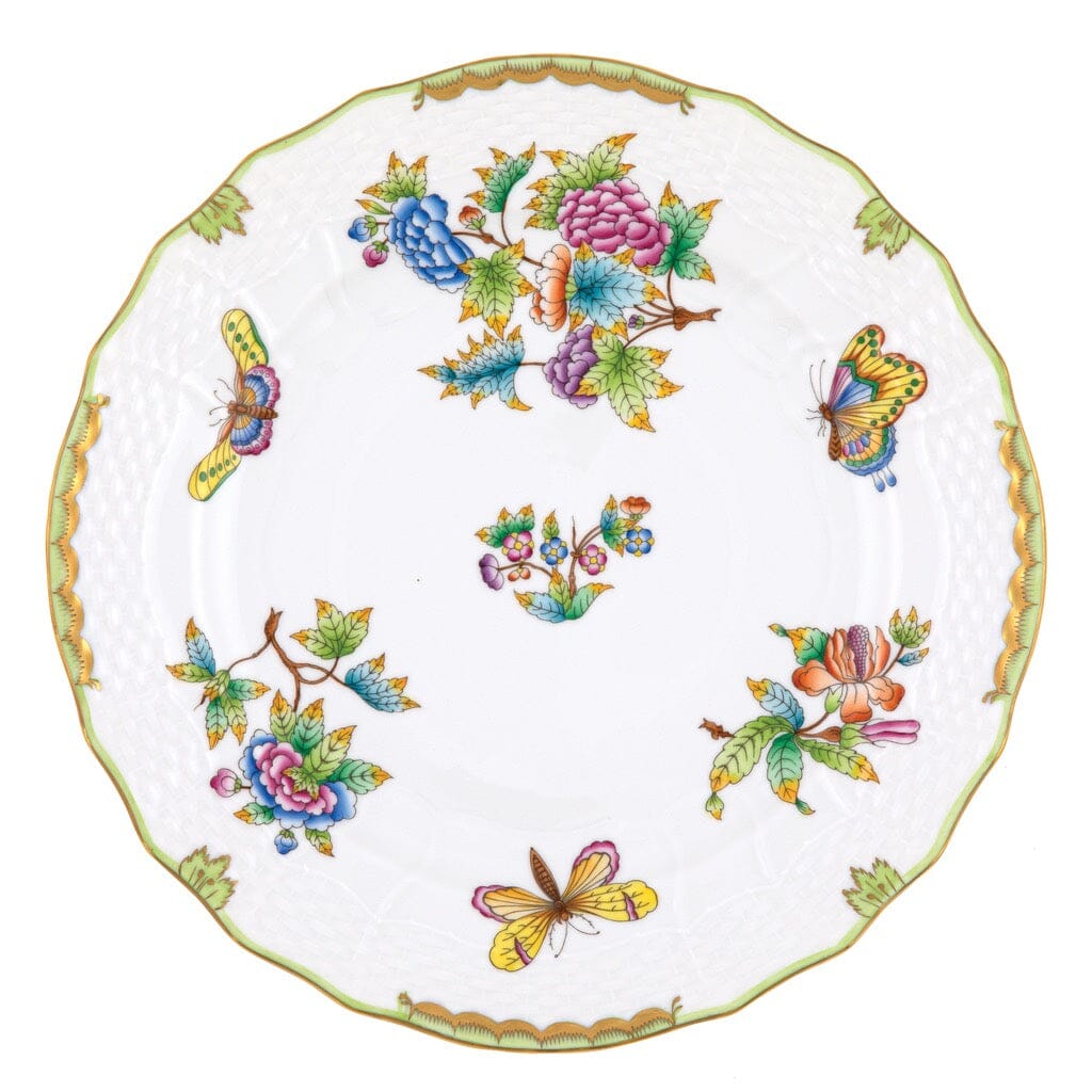 Handmade Herend Porcelain Plate with Queen Victoria Pattern and 24K Gold Accents
