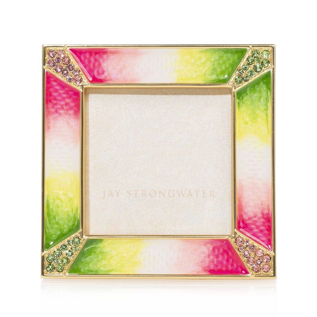 Jay Strongwater Flora 2 - Square Frame with Hand - Set Swarovski Pave Corners