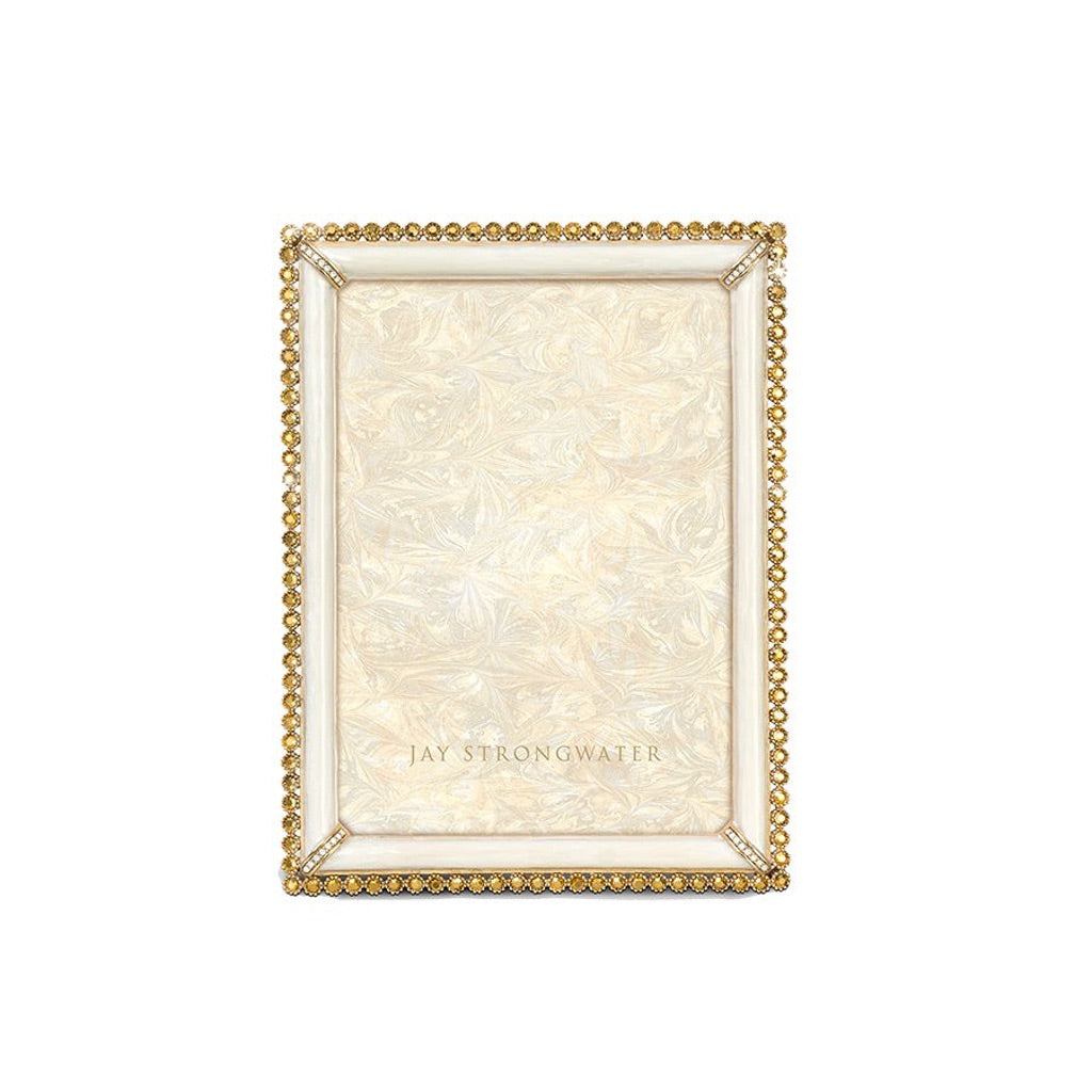 Jay Strongwater Gold-plated Lucas Stone Edge 5 x 7 Photo Frame - Ideal for Displaying Precious Memories
