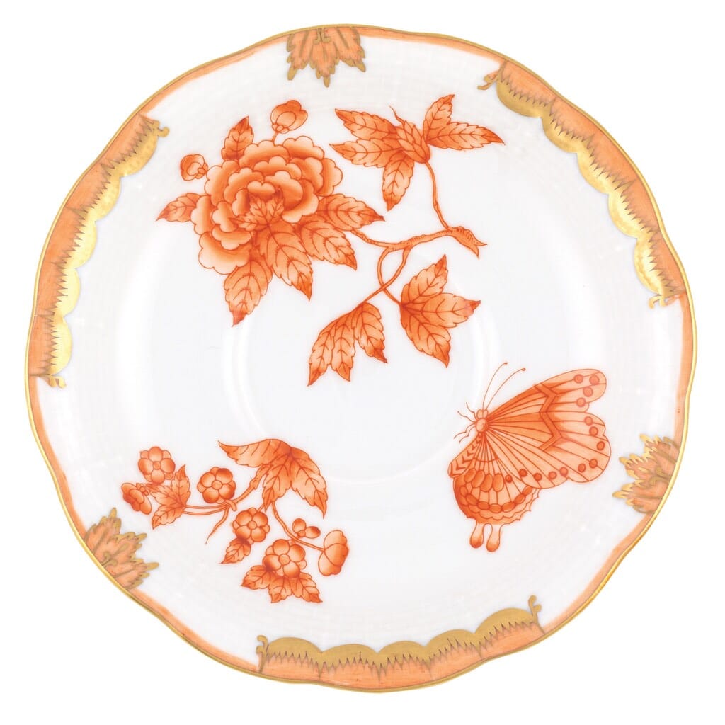 Herend Fortuna Single - Color Tea Saucer with 24K Gold Accents