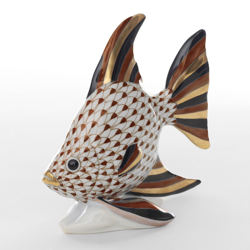 Exquisite Hand - painted Herend Angel Fish Porcelain Figurine for Home Decoration