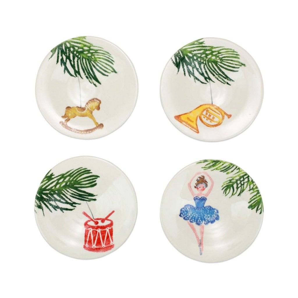 Assorted Set of 4 Hand - painted Vietri Nutcrackers Canape Plates