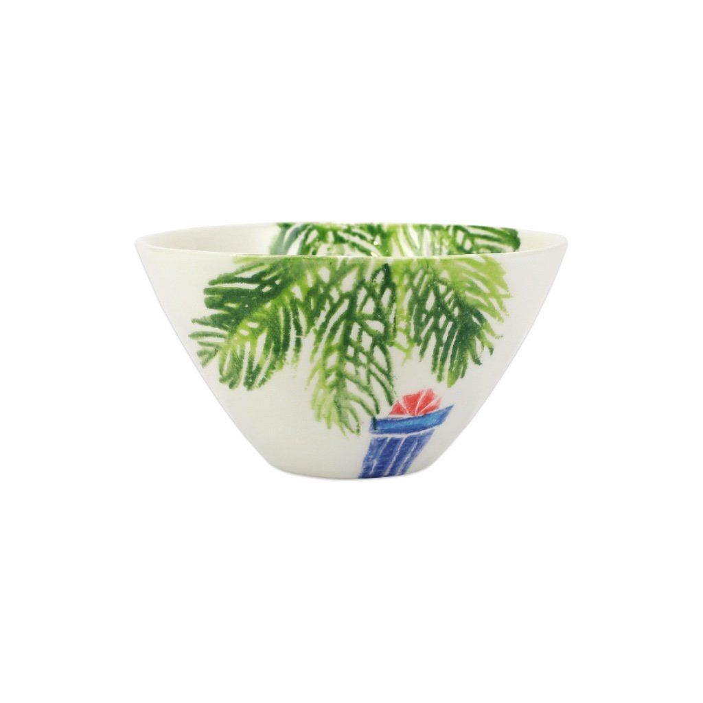 Vietri Hand - painted Nutcrackers - themed Christmas Candy Cane - shaped Cereal Bowl for Holiday Decor and Dining
