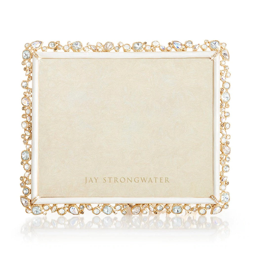 Exquisite Jay Strongwater 8 x 10 White Opal Theo Bejeweled Frame