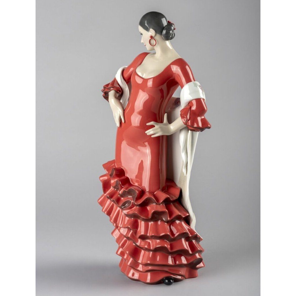 Lladro Handmade Porcelain Figurine of Flamenco Soul with Vibrant Red Color