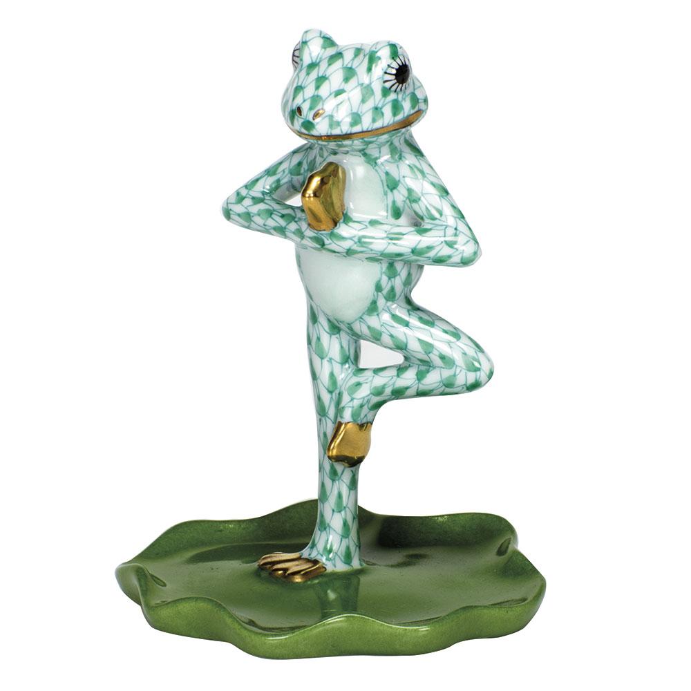 Handmade Herend Yoga Frog Figurine in Tree Pose