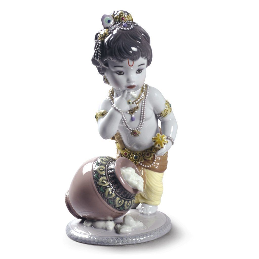 Exquisite Lladro Handmade Porcelain Figurine of Krishna the Butterthief