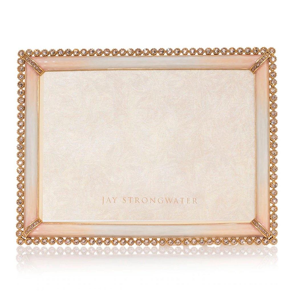 Jay Strongwater 5" x 7 Boudoire Frame with Blush Pink & Cream Ombre Enamel