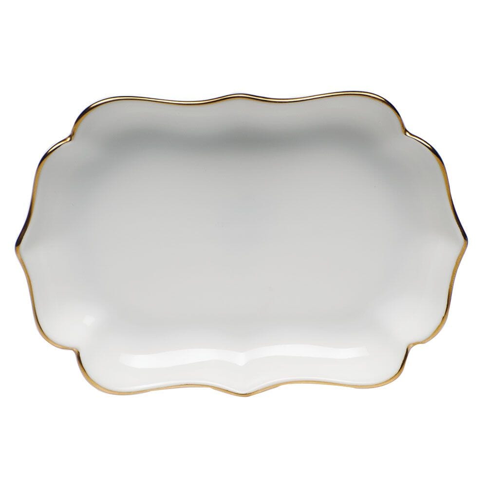 Exquisite Herend Mini Scalloped Tray with 24K Golden Edge