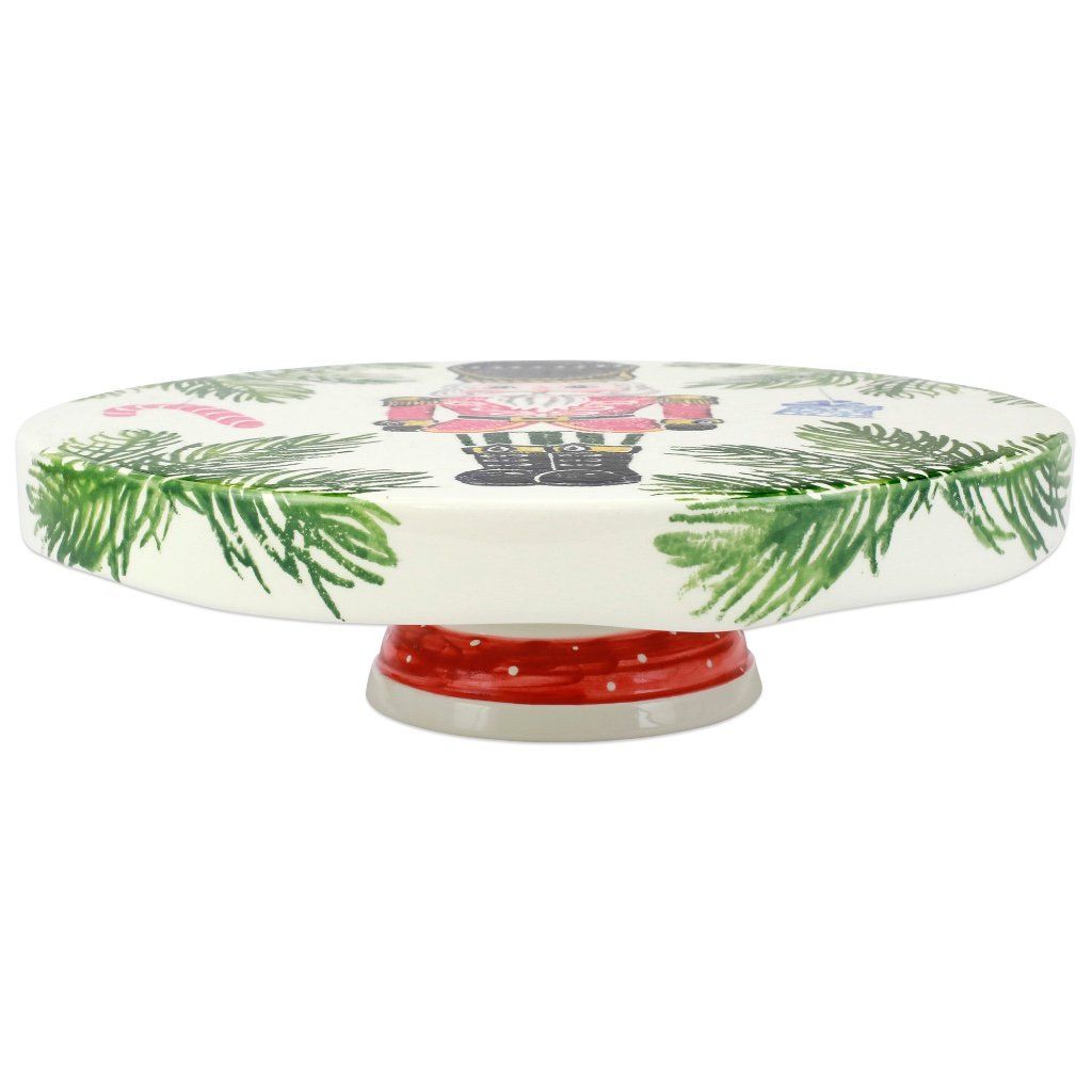 Hand - painted Italian Vietri Nutcrackers Terra Bianca Cake Stand