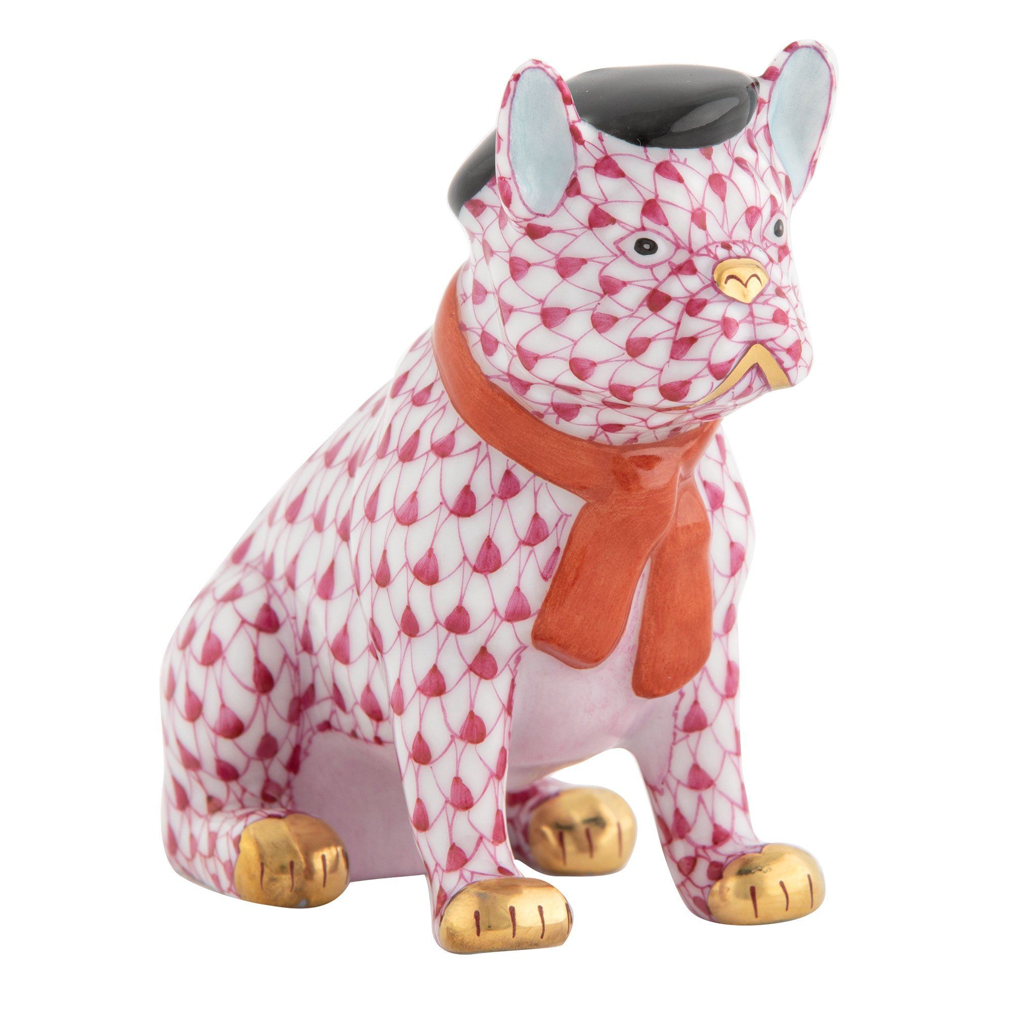 Exquisite Hand - painted Herend Frenchie Porcelain Figurine