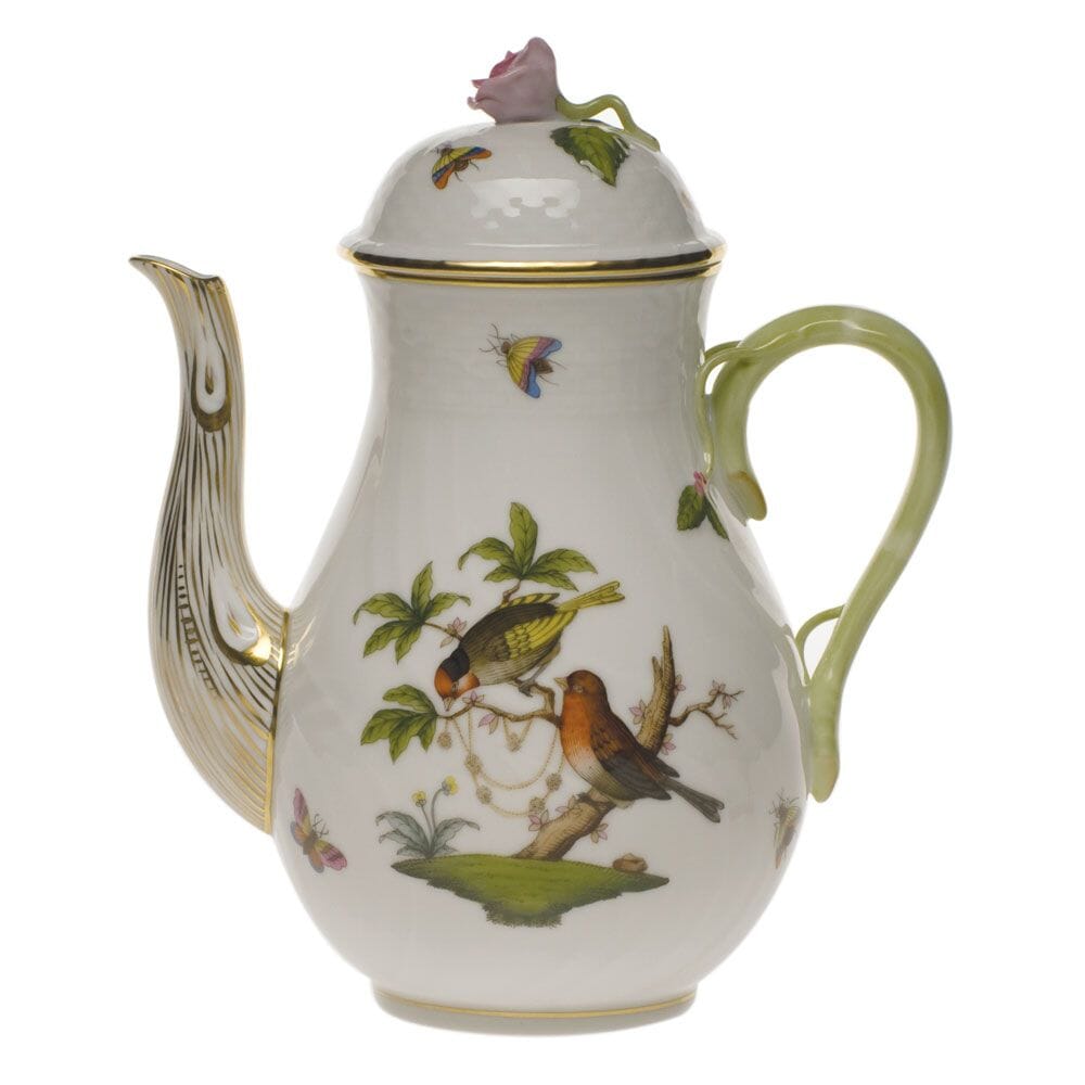 36 oz. Herend Rothschild Bird & Rose Hand - painted Coffee Pot