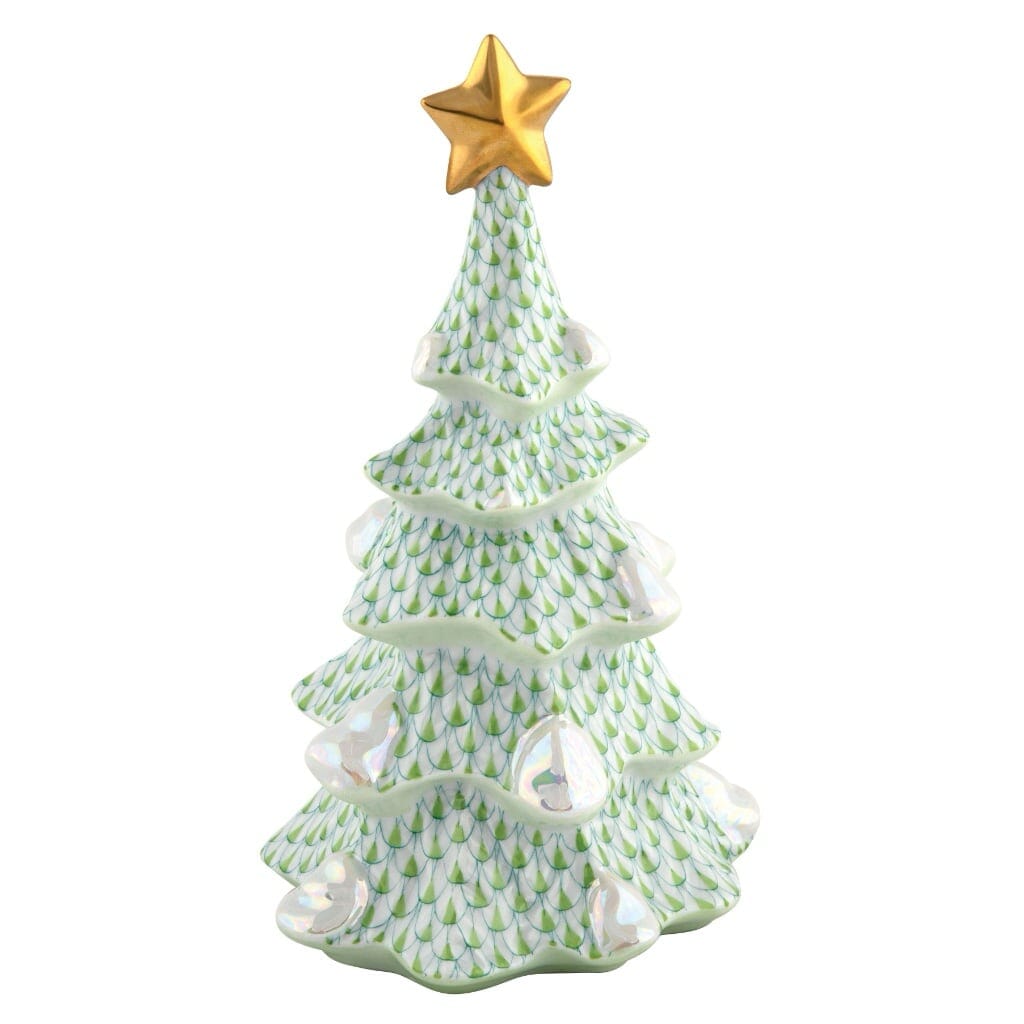 Exquisite Herend Large-Sized Handmade Porcelain Christmas Tree Figurine for Festive Decor