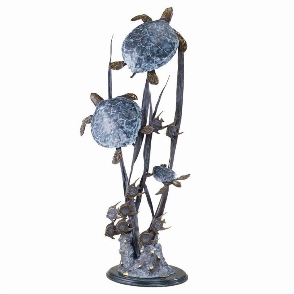 Stunning SPI Gallery Sea Turtle Trio Seascape Brass Sculpture for Home Decor