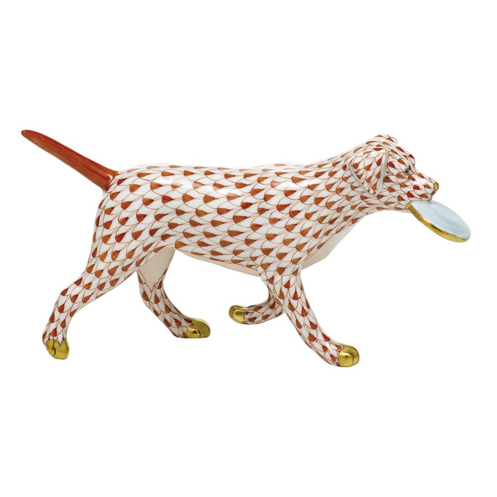 Exquisite Hand - painted Herend Porcelain Frisbee Dog Figurine for Collectors