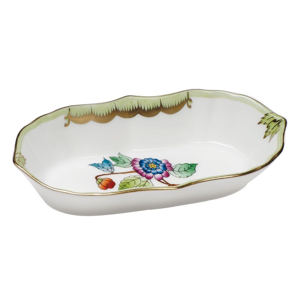 Exquisite Hand - painted Herend Queen Victoria Pattern Narrow Porcelain Pin Dish