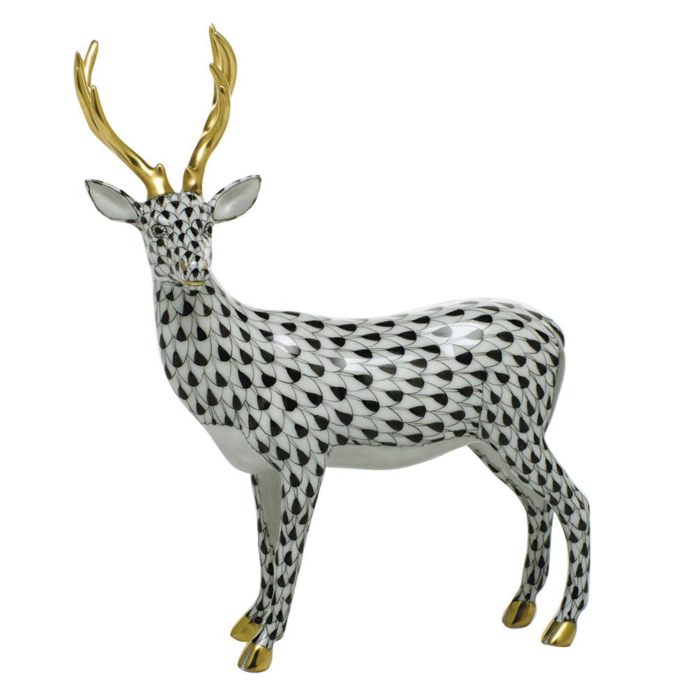 Exquisite Hand - painted Herend Deer Porcelain Figurine
