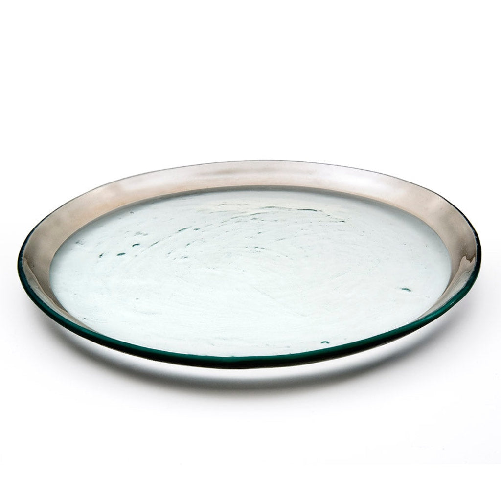 Exquisite Annieglass 12-Inch Roman Antique Buffet Plate with Precious Metal Trim