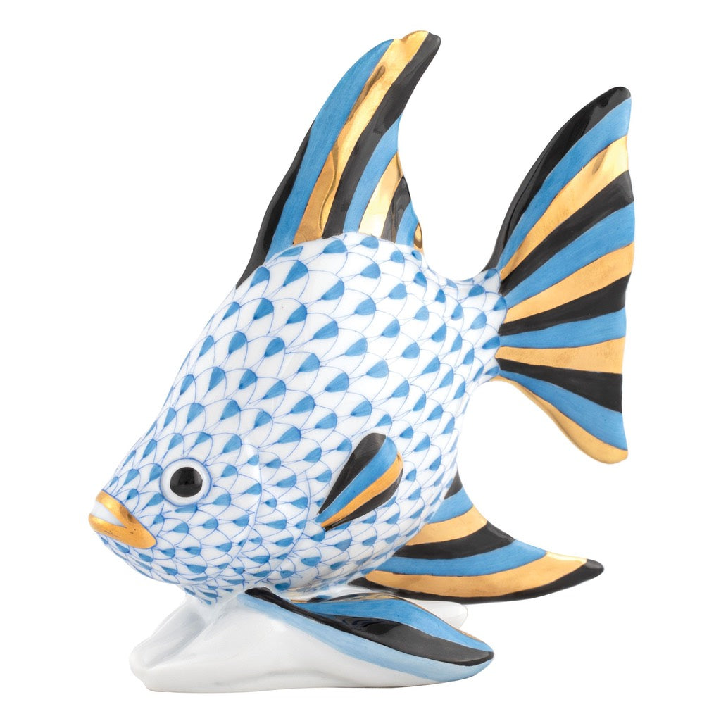 Exquisite Hand - painted Herend Angel Fish Porcelain Figurine for Home Decoration