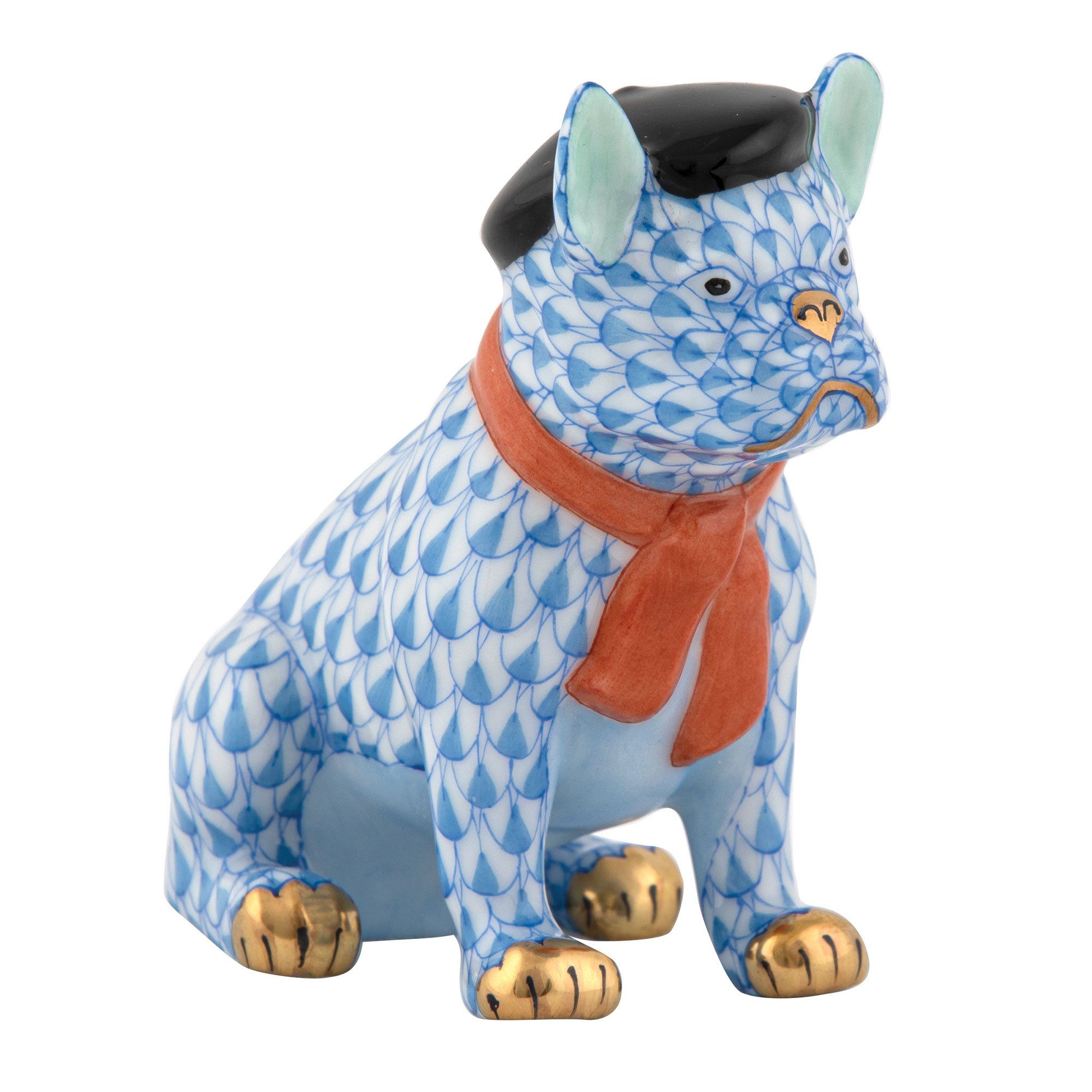 Exquisite Hand - painted Herend Frenchie Porcelain Figurine