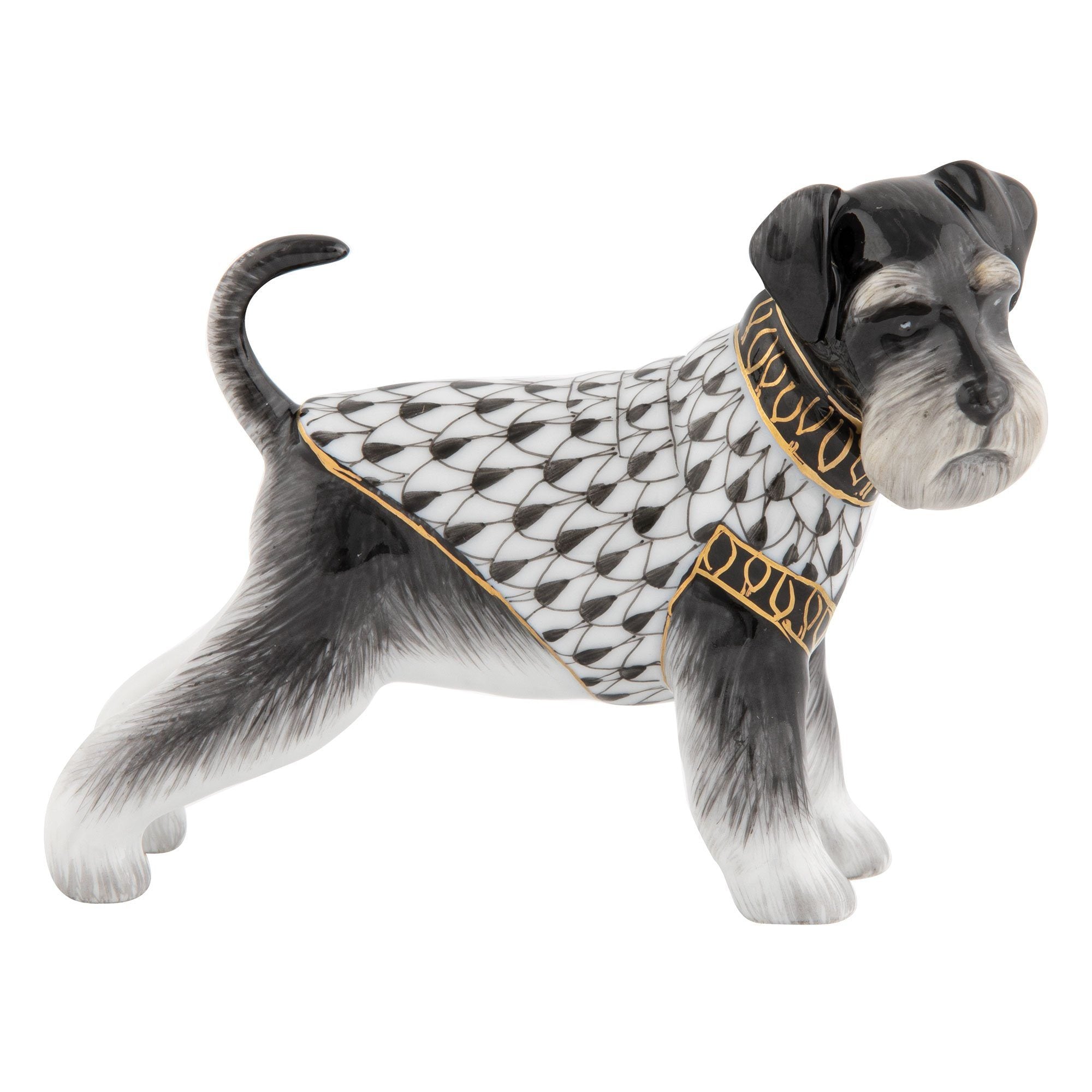 Handmade Herend Porcelain Schnauzer Figurine for Collectors